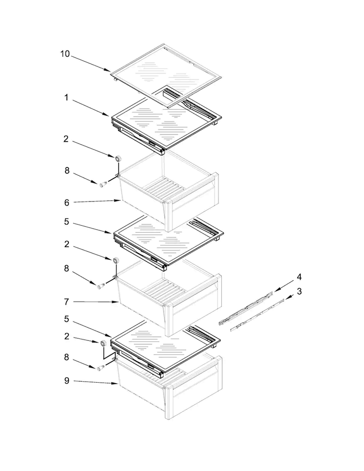 Refrigerator Shelf Parts Diagram and Parts List for WRS950SIAM01  Whirlpool Refrigerator