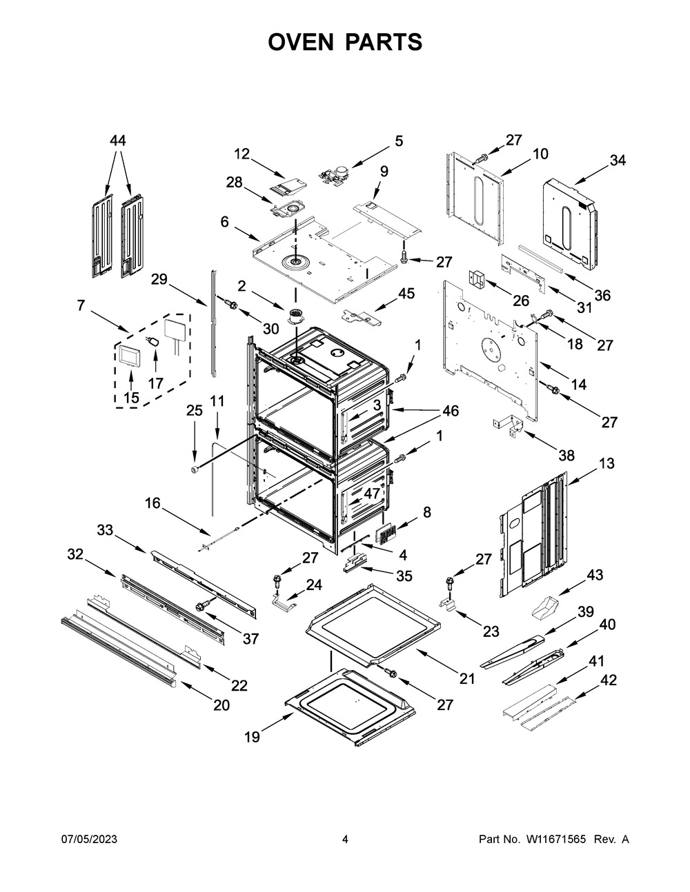 Oven Parts Diagram and Parts List for WOED7027PZ00  Whirlpool Wall Oven