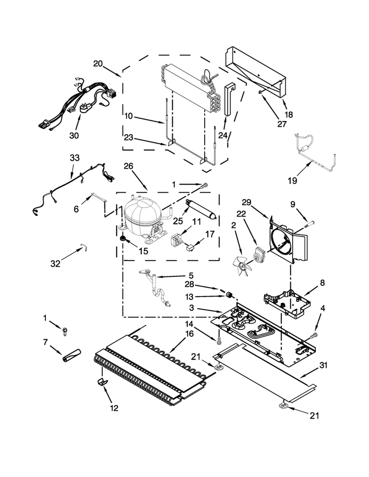 Unit Parts Diagram and Parts List for 7WF736SDAM12  Whirlpool Refrigerator