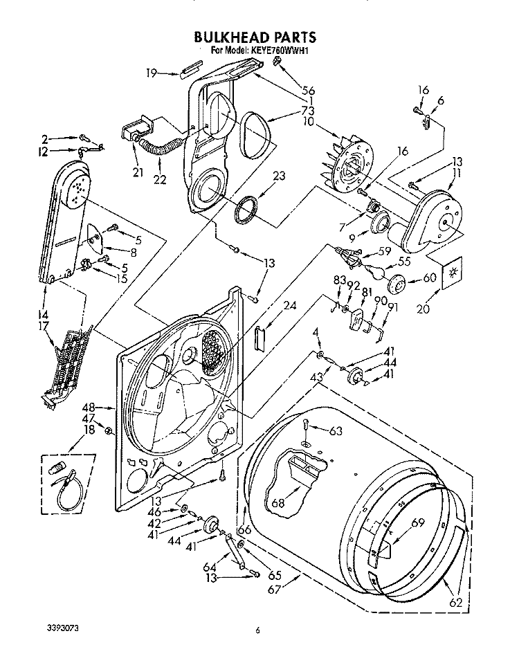 SECTION Diagram and Parts List for KEYE760WAL1  KitchenAid Dryer
