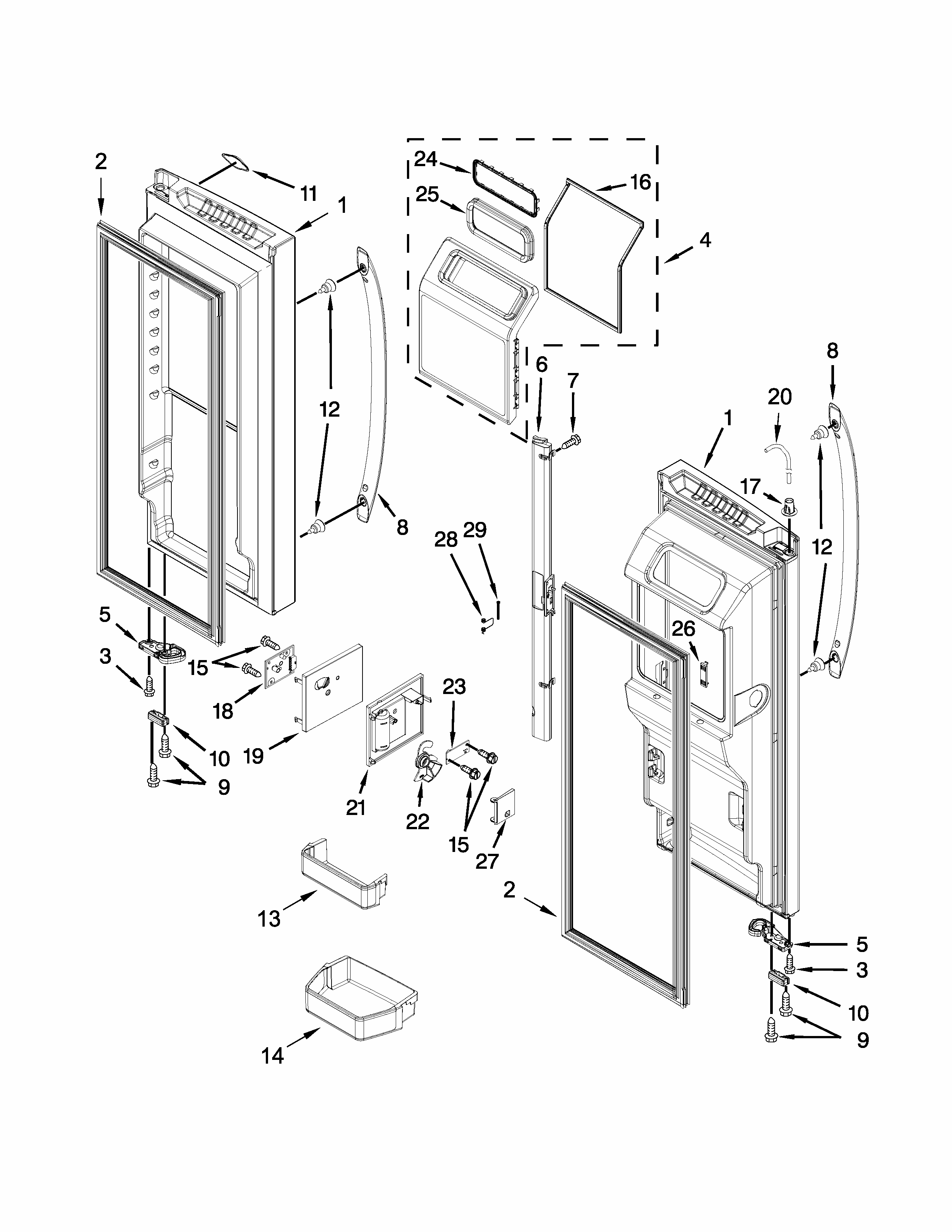 Refrigerator Door Parts Diagram and Parts List for 59672383411  Kenmore Refrigerator
