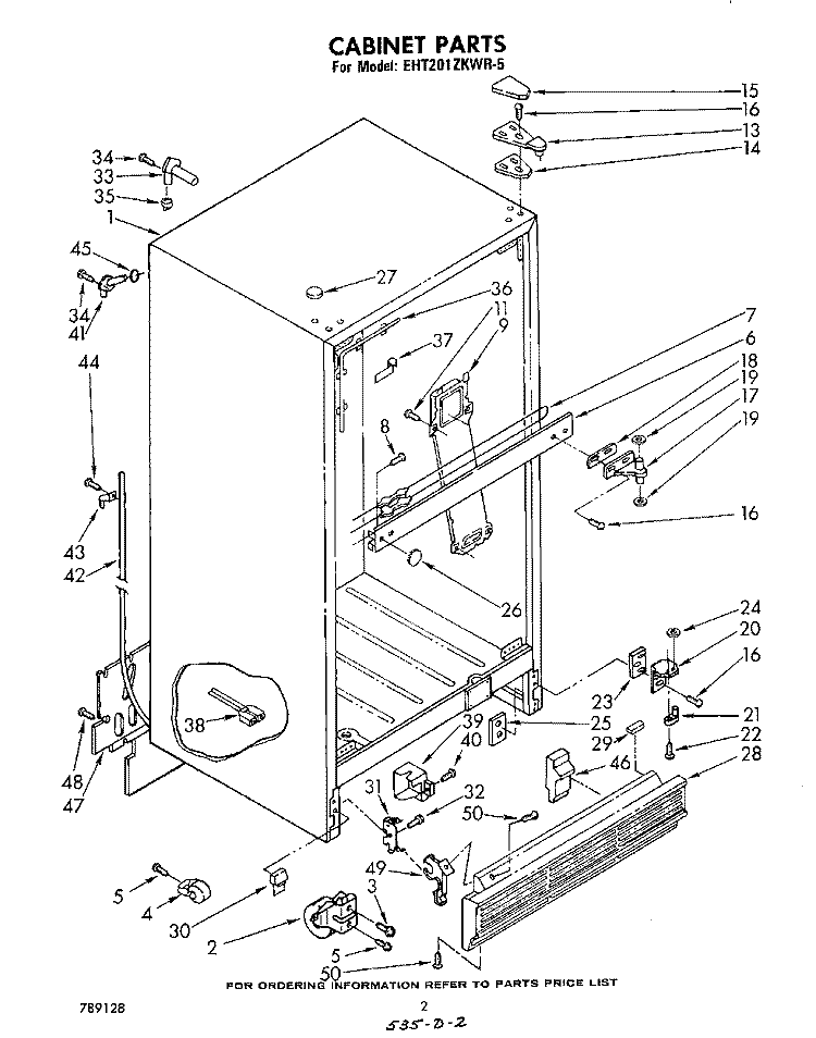 CABINET Diagram and Parts List for EHT201ZKWR5  Whirlpool Refrigerator