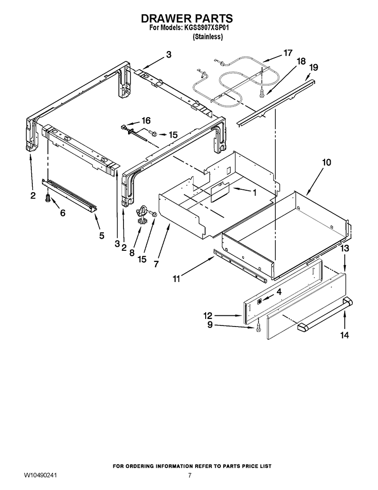 DRAWER PARTS Diagram and Parts List for KGSS907XSP01  KitchenAid Range