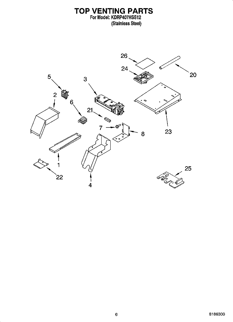 TOP VENTING PARTS Diagram and Parts List for KDRP407HSS12  KitchenAid Range