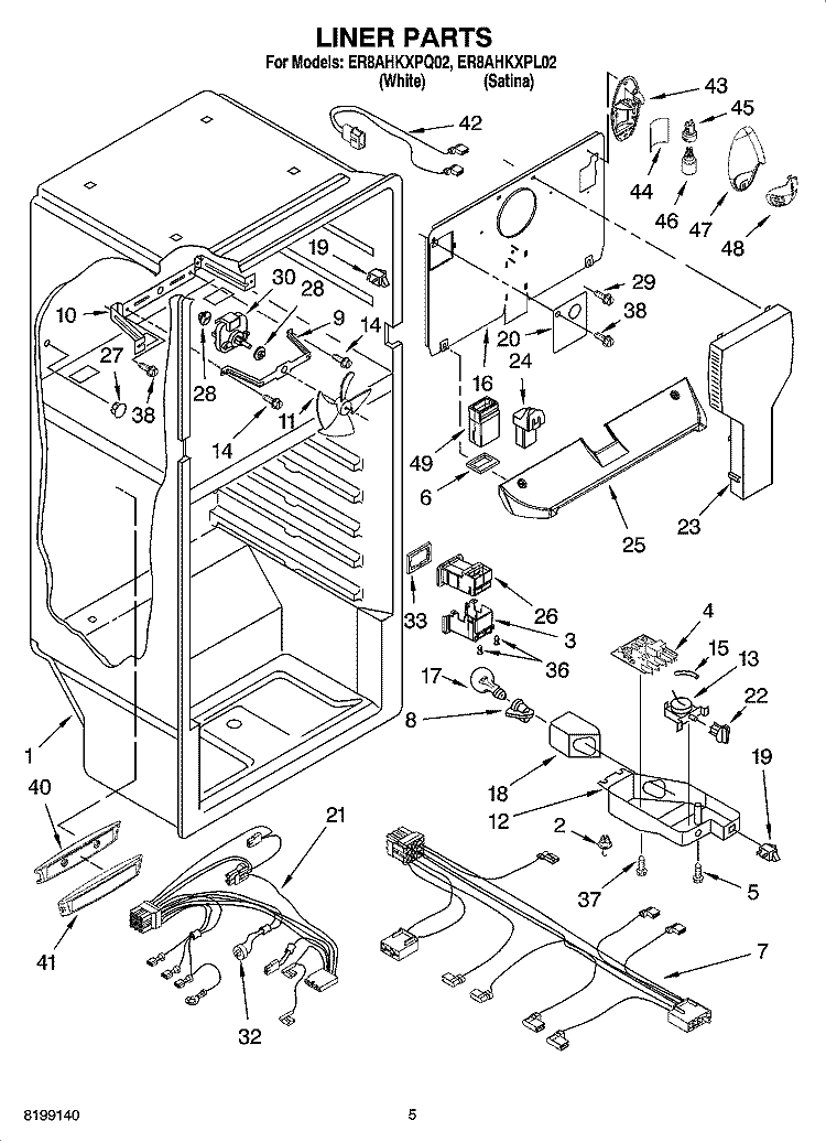 LINER PARTS Diagram and Parts List for ER8AHKXPQ02  Whirlpool Refrigerator