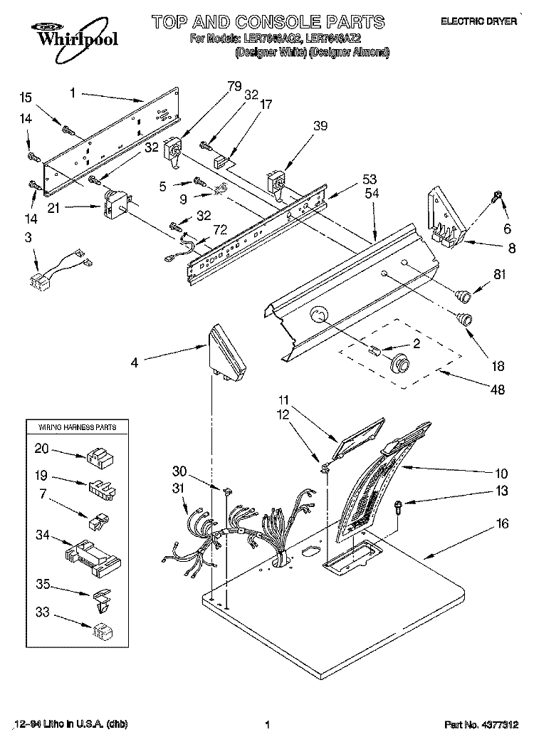 SECTION Diagram and Parts List for LER7646AQ2  Whirlpool Dryer