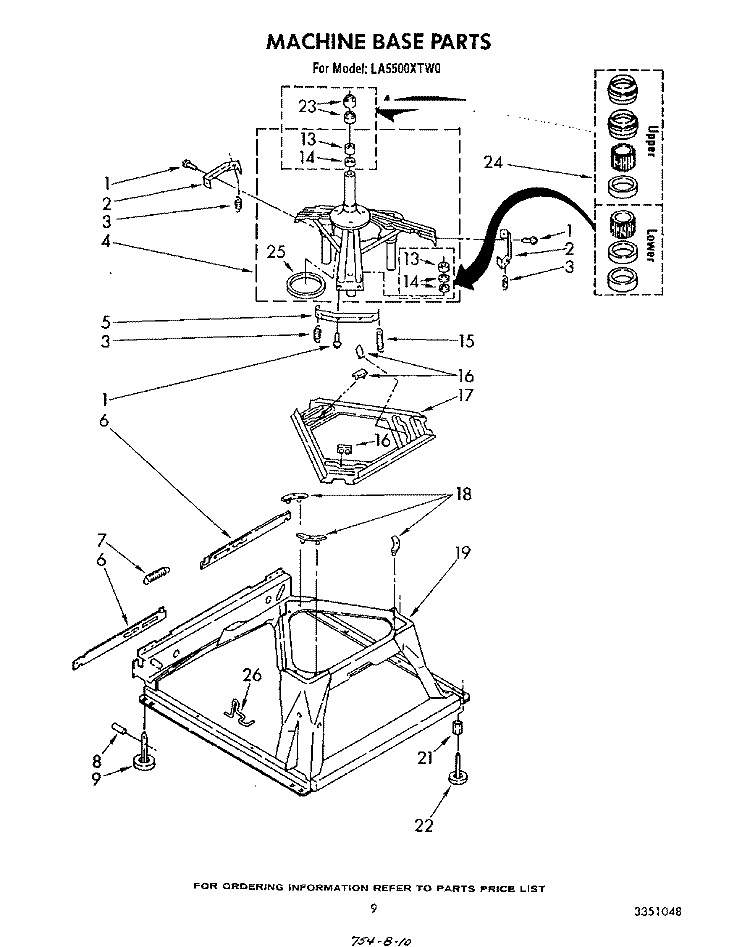 MACHINE BASE Diagram and Parts List for LA5500XTG0  Whirlpool Washer