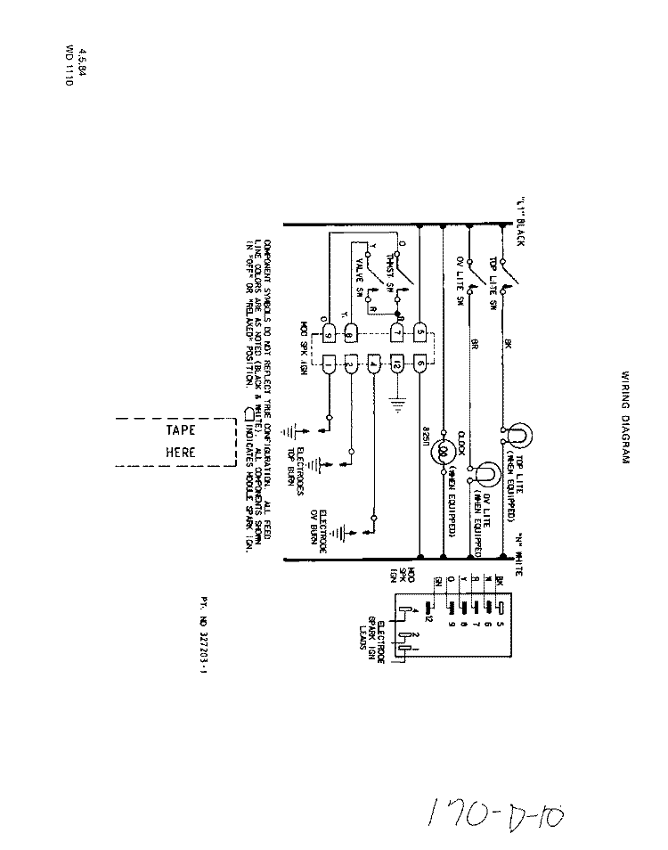 WIRING DIAGRAM Diagram and Parts List for 1315W0A  Roper Range