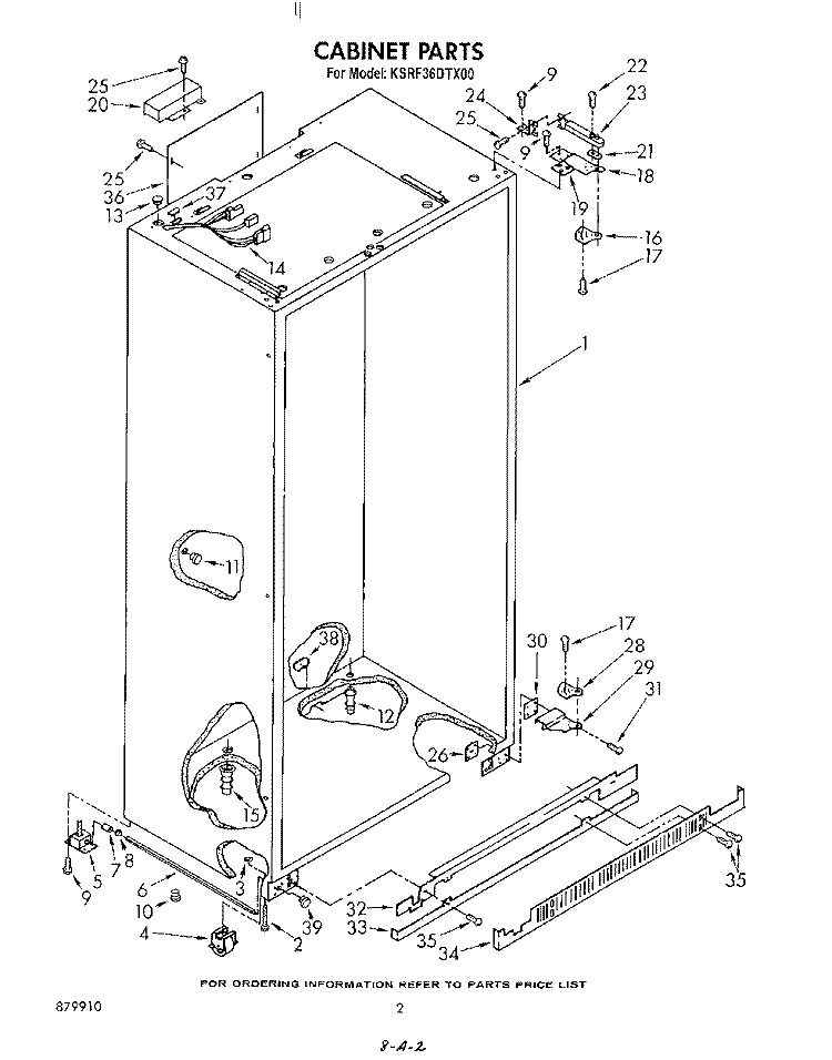 CABINET Diagram and Parts List for KSRF36DTX00  KitchenAid Refrigerator