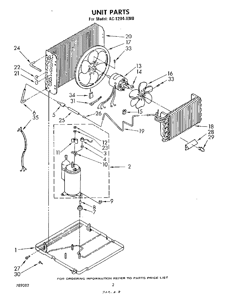 SECTION Diagram and Parts List for AC1204XM0  Whirlpool Air Conditioner