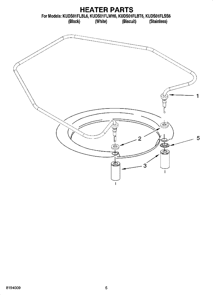 HEATER PARTS Diagram and Parts List for KUDS01FLSS6  KitchenAid Dishwasher