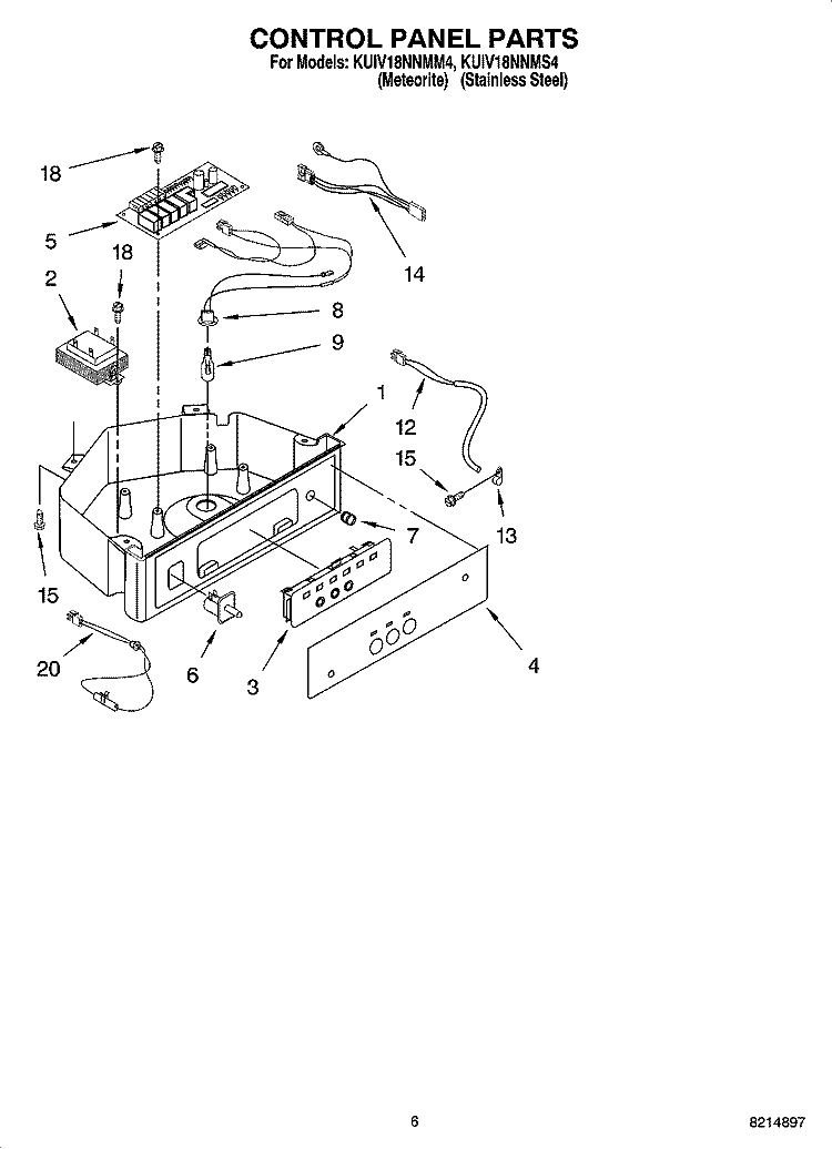 CONTROL PANEL PARTS Diagram and Parts List for KUIV18NNMS4  KitchenAid Ice Maker