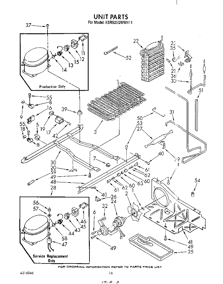 UNIT Diagram and Parts List for KSRS25QWWH11  KitchenAid Refrigerator