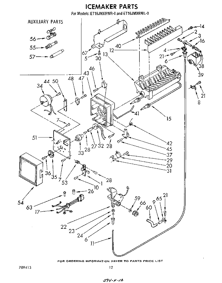ICE MAKER , NOT ILLUSTRATED Diagram and Parts List for ET16JMXRWR0  Whirlpool Refrigerator