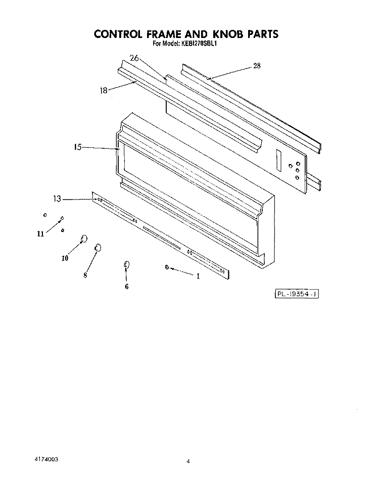 CONTROL FRAME AND KNOB Diagram and Parts List for KEBI270SBL1  KitchenAid Wall Oven
