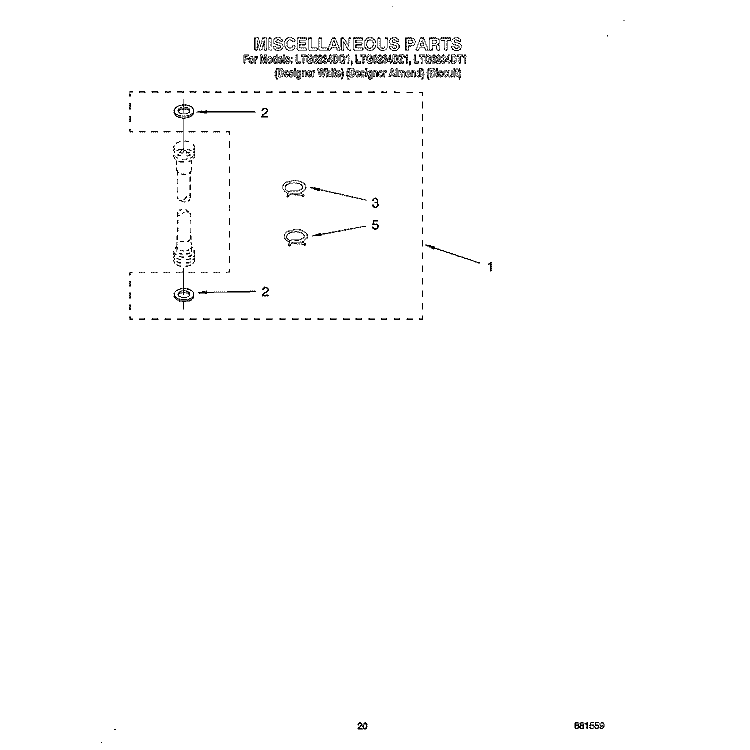 MISCELLANEOUS, OPTIONAL Diagram and Parts List for LTG6234DT1  Whirlpool Washer Dryer Combo