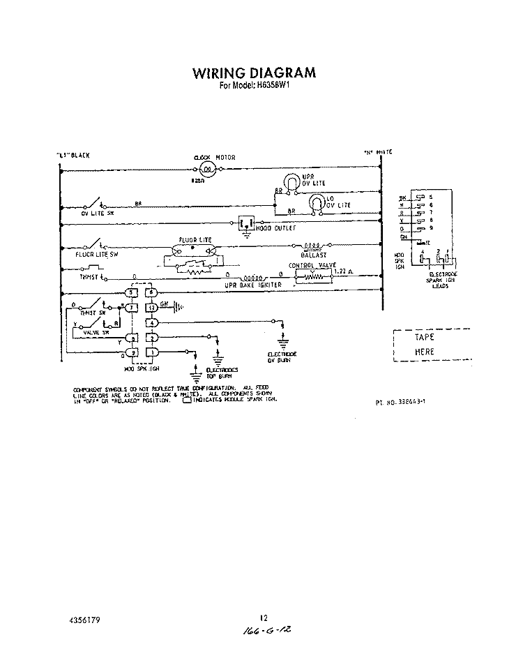 WIRING DIAGRAM Diagram and Parts List for H6358W1  Roper Range
