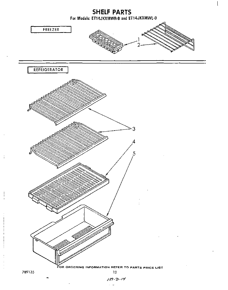SHELF Diagram and Parts List for ET14JKXMWR0  Whirlpool Refrigerator