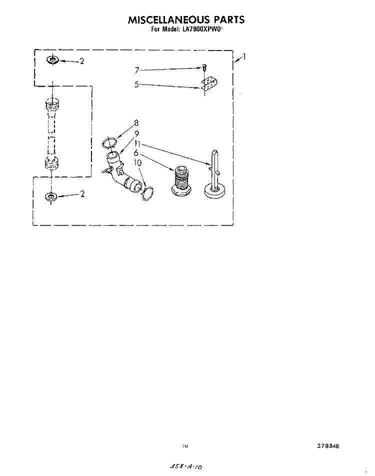MISCELLANEOUS , LITERATURE AND OPTIONAL Diagram and Parts List for LA7800XPW0  Whirlpool Washer