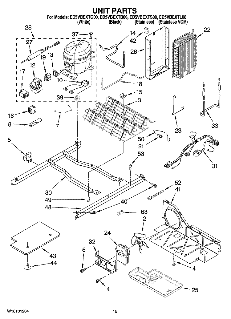 UNIT PARTS Diagram and Parts List for ED5VBEXTB00  Whirlpool Refrigerator