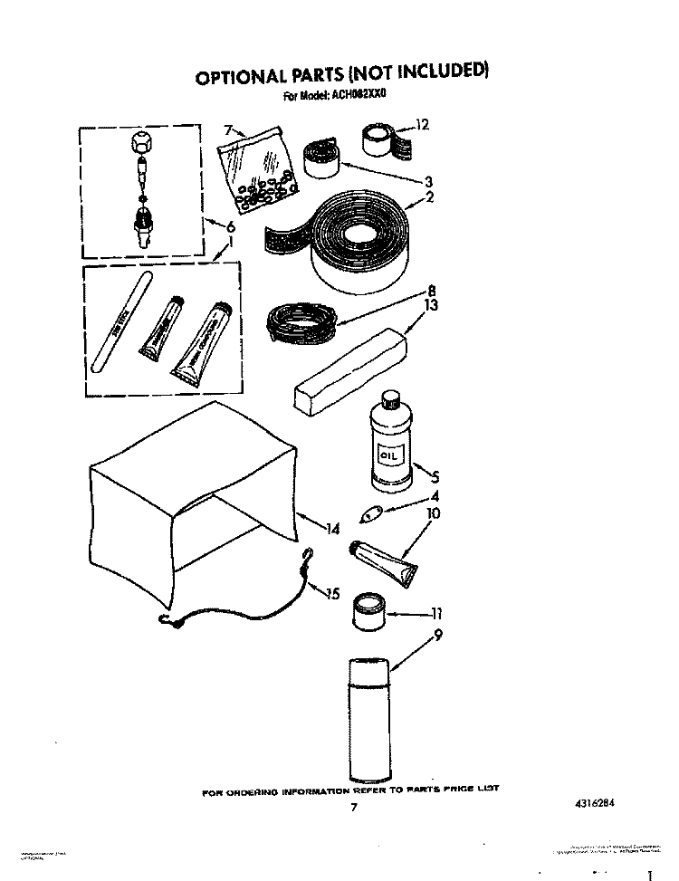 OPTIONAL Diagram and Parts List for ACH082XX0  Whirlpool Air Conditioner