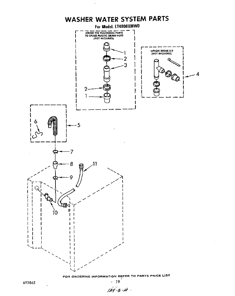 WASHER WATER SYSTEM Diagram and Parts List for LT4900XMW0  Whirlpool Washer Dryer Combo