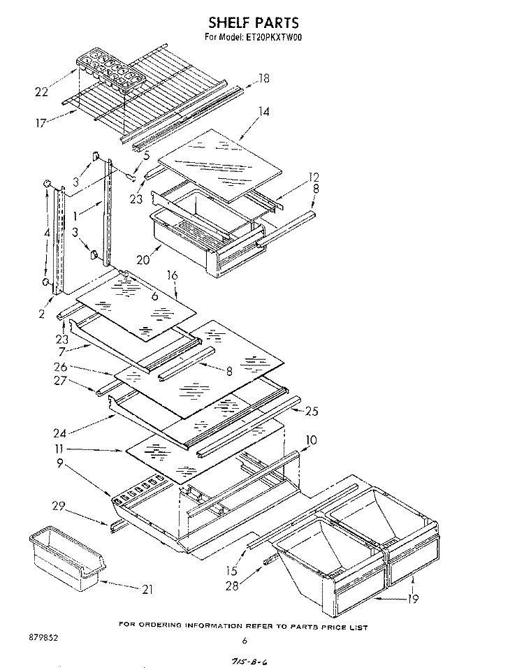 SHELF Diagram and Parts List for ET20PKXTF00  Whirlpool Refrigerator