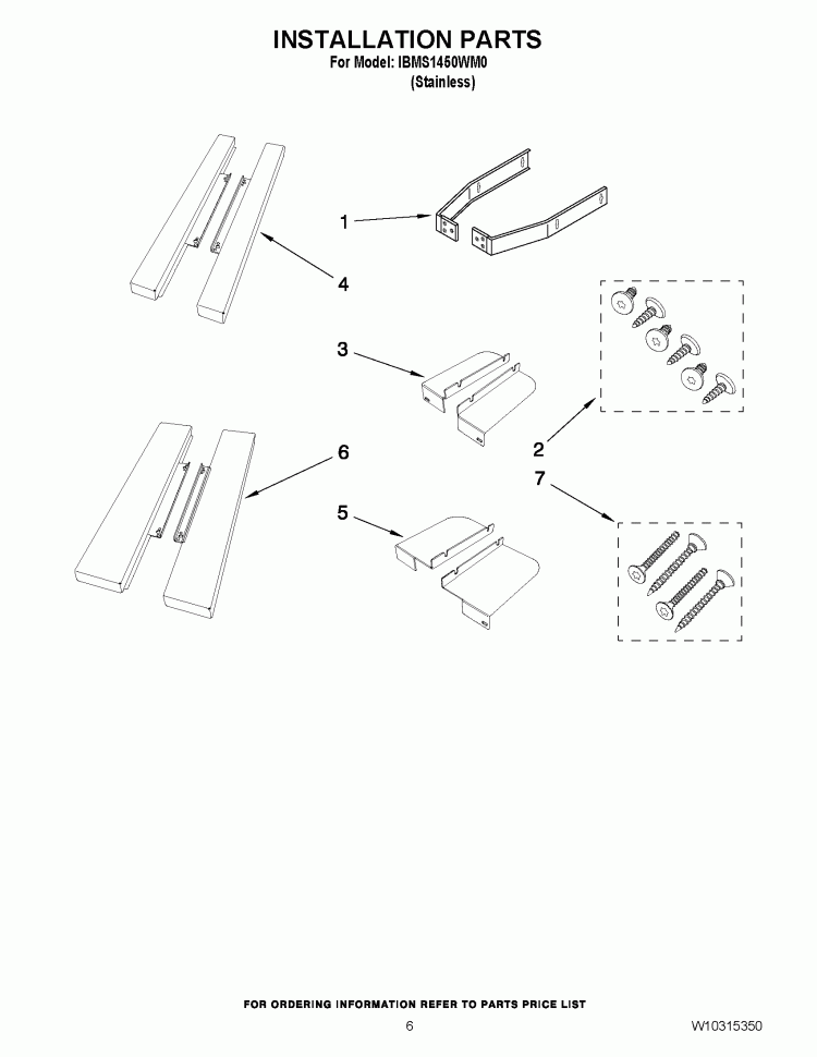 INSTALLATION PARTS Diagram and Parts List for IBMS1450WM0  Whirlpool Microwave