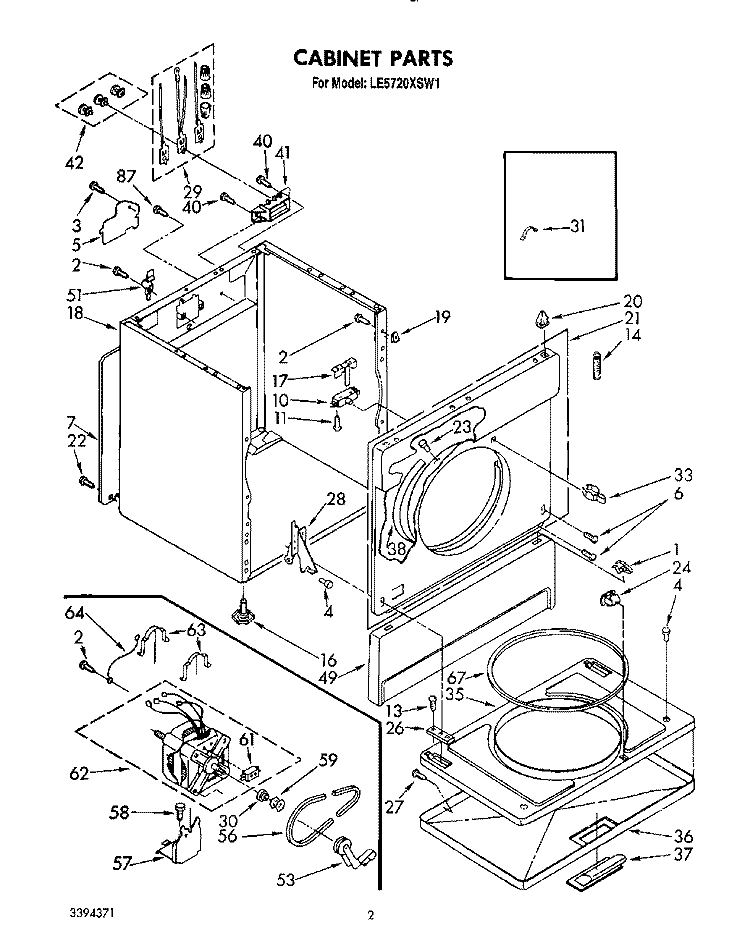 SECTION Diagram and Parts List for LE5720XSG1  Whirlpool Dryer