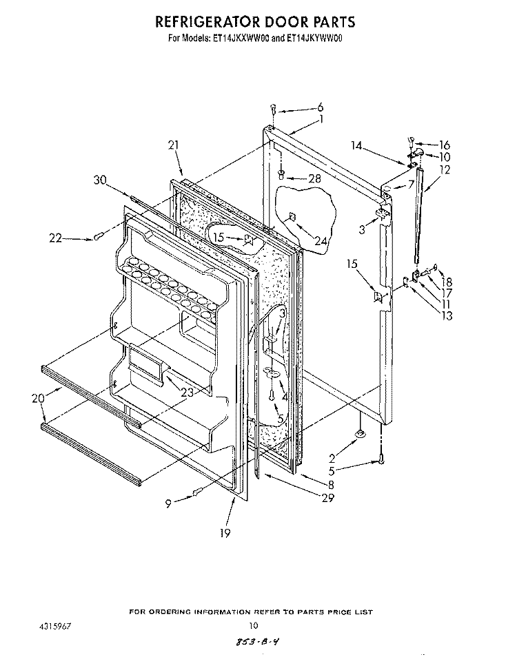 REFRIGERATOR DOOR , LIT/OPTIONAL Diagram and Parts List for ET14JKYWN00  Whirlpool Refrigerator