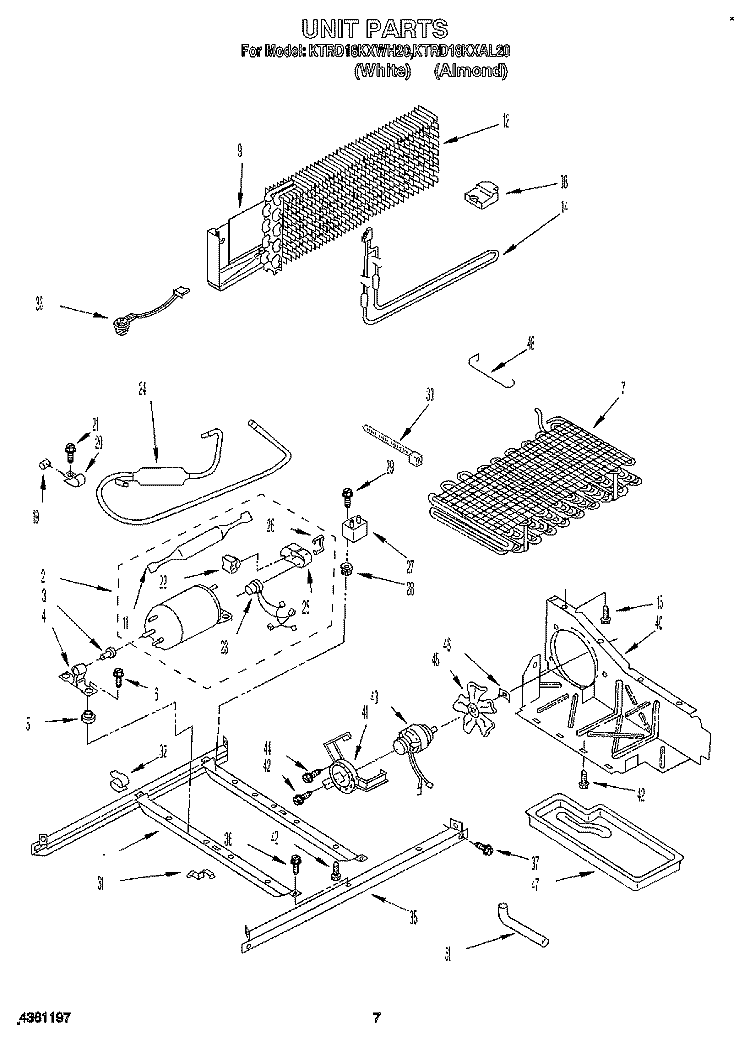UNIT Diagram and Parts List for KTRD18KXWH20  Whirlpool Refrigerator