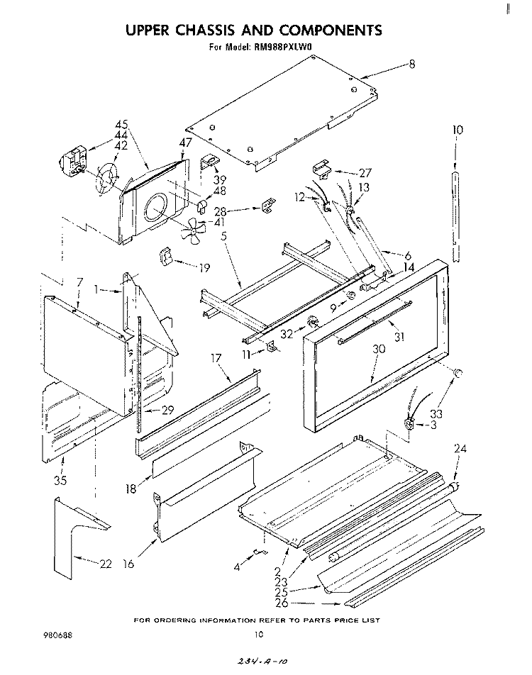 UPPER CHASSIS AND COMPONENTS Diagram and Parts List for RM988PXLW0  Whirlpool Microwave Oven Combo