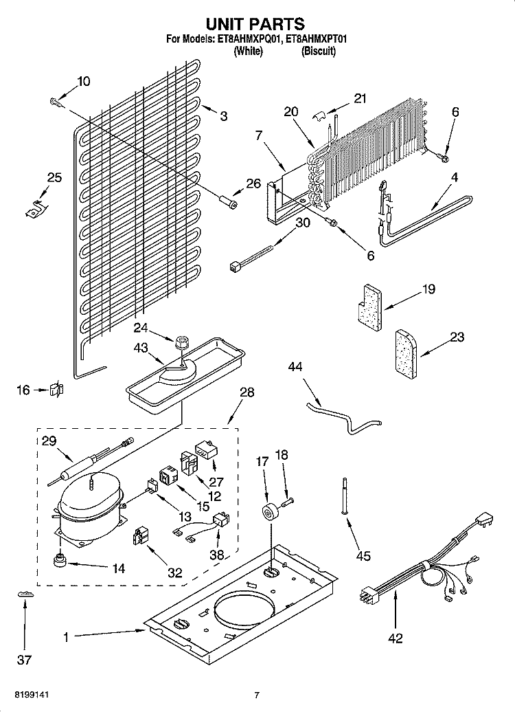 UNIT PARTS Diagram and Parts List for ET8AHMXPT01  Whirlpool Refrigerator