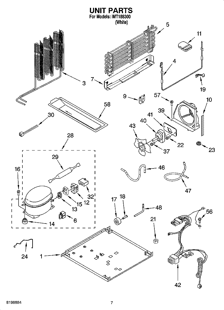 UNIT PARTS Diagram and Parts List for IMT188300  Inglis Refrigerator