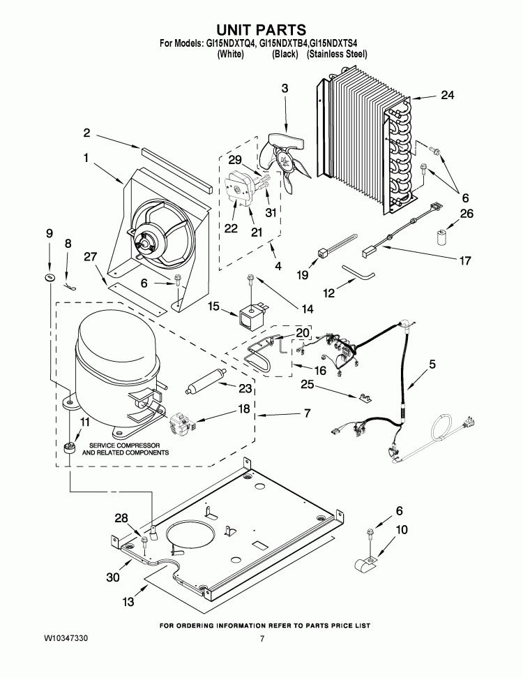 UNIT PARTS Diagram and Parts List for GI15NDXTQ4  Whirlpool Ice Maker
