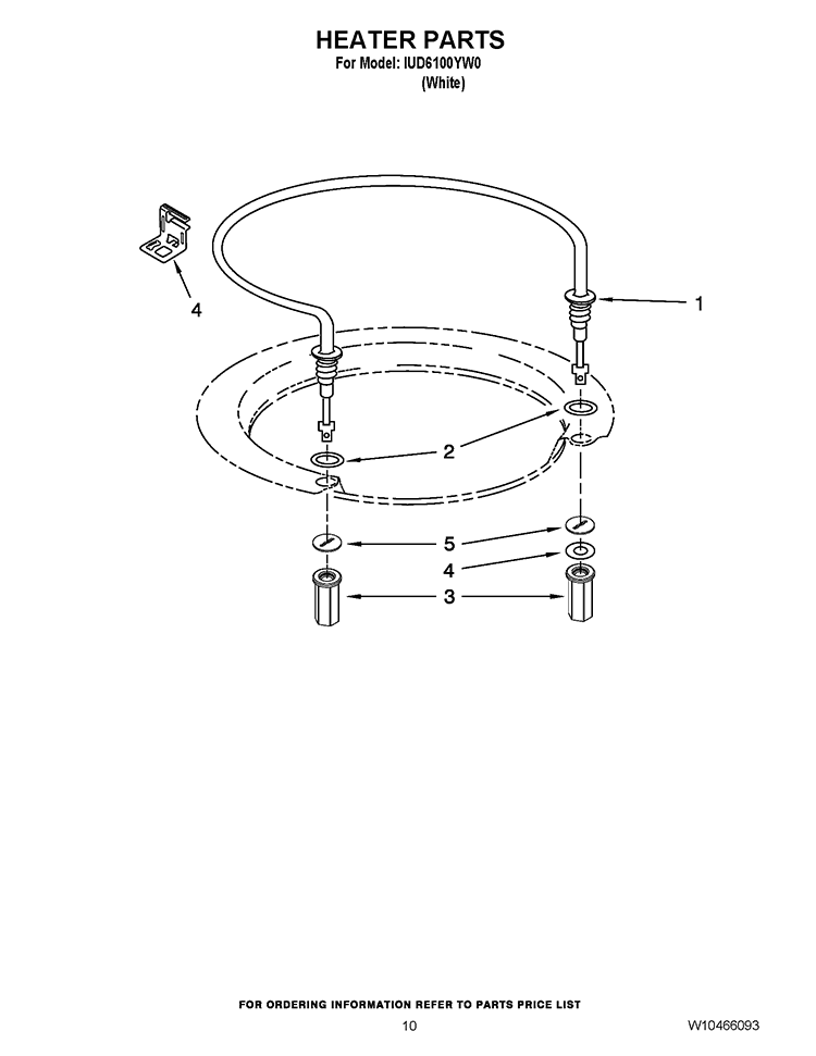 HEATER PARTS Diagram and Parts List for IUD6100YW0  Whirlpool Dishwasher