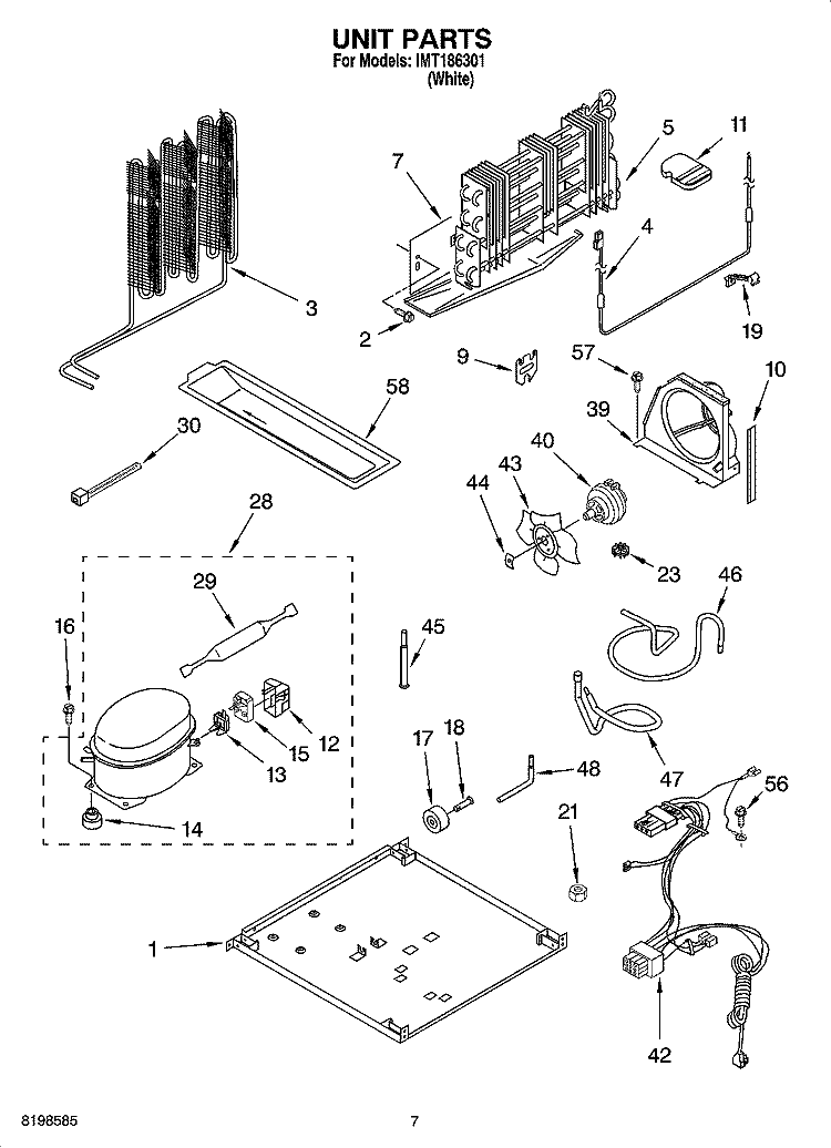 UNIT PARTS Diagram and Parts List for IMT186301  Inglis Refrigerator
