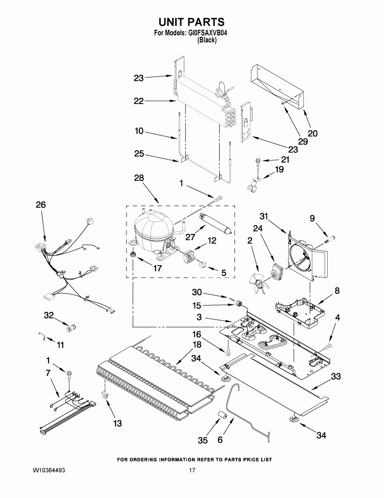 UNIT PARTS Diagram and Parts List for GI0FSAXVB04  Whirlpool Refrigerator