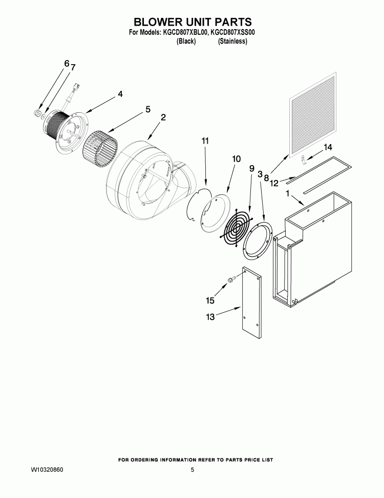 BLOWER UNIT PARTS Diagram and Parts List for KGCD807XBL00  KitchenAid Cooktop