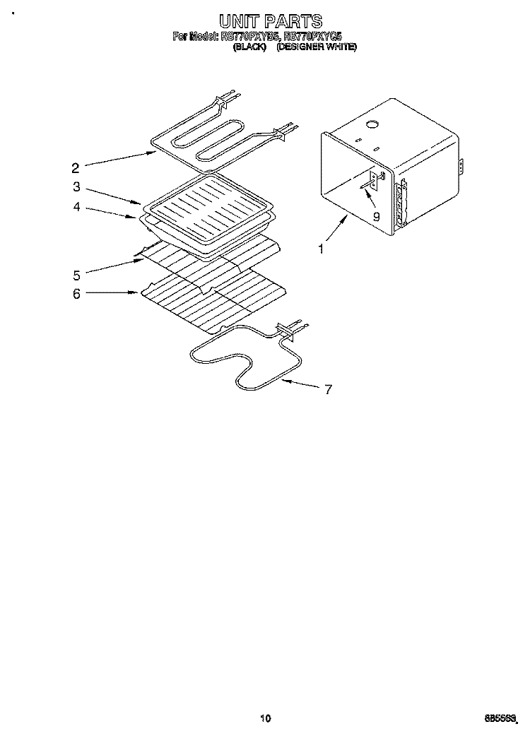 UNIT Diagram and Parts List for RB770PXYQ5  Whirlpool Wall Oven