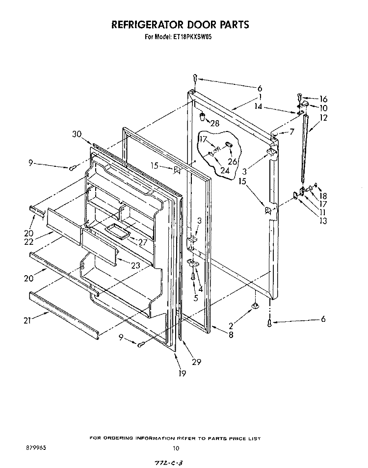 REFRIGERATOR DOOR , NOT ILLUSTRATED Diagram and Parts List for ET18PKXSW05  Whirlpool Refrigerator