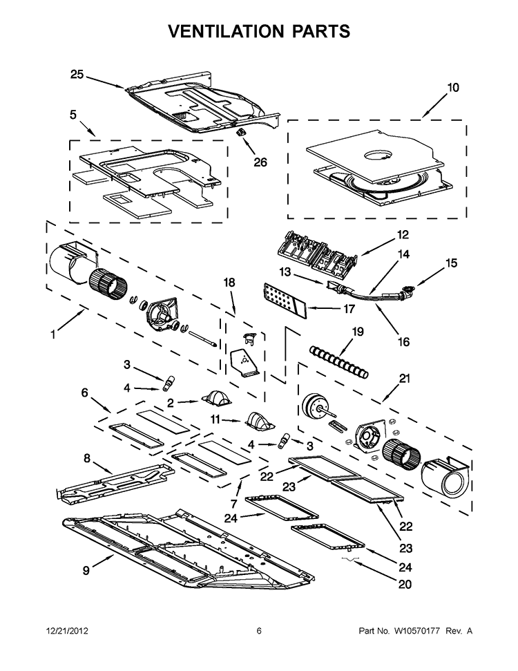 VENTILATION PARTS Diagram and Parts List for GH7208XRQ4  Whirlpool Microwave
