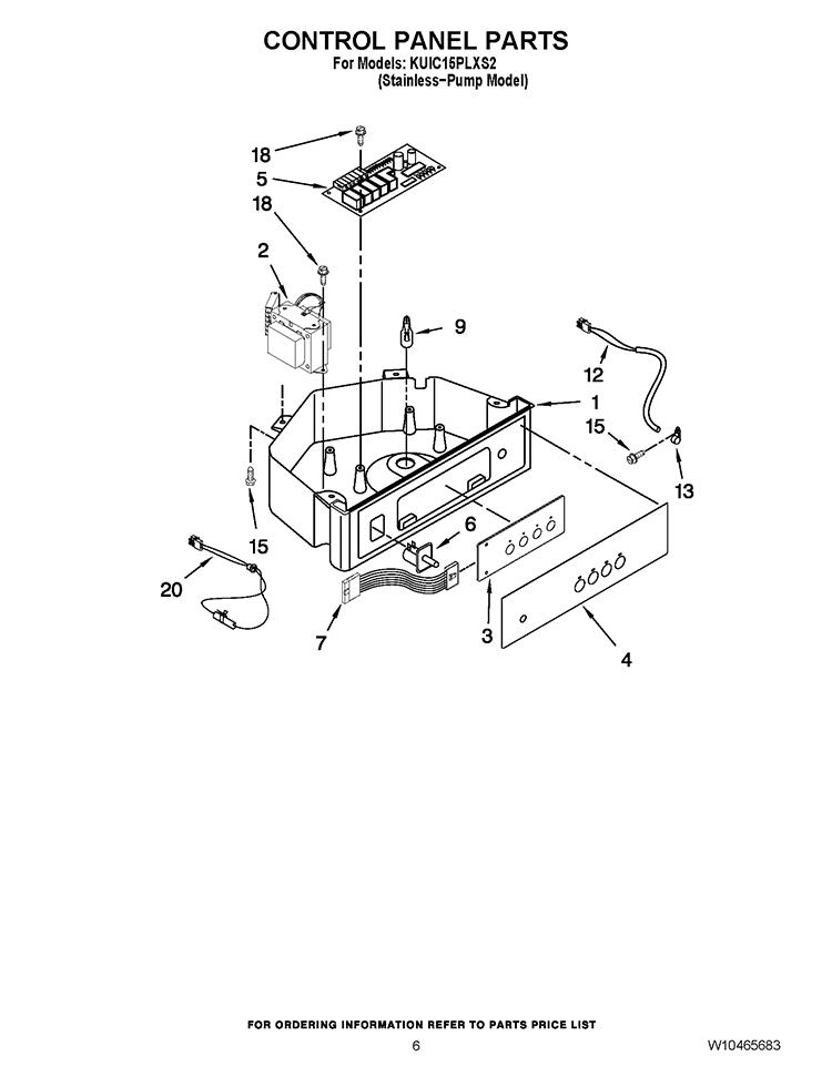 CONTROL PANEL PARTS Diagram and Parts List for KUIC15PLXS2  KitchenAid Ice Maker