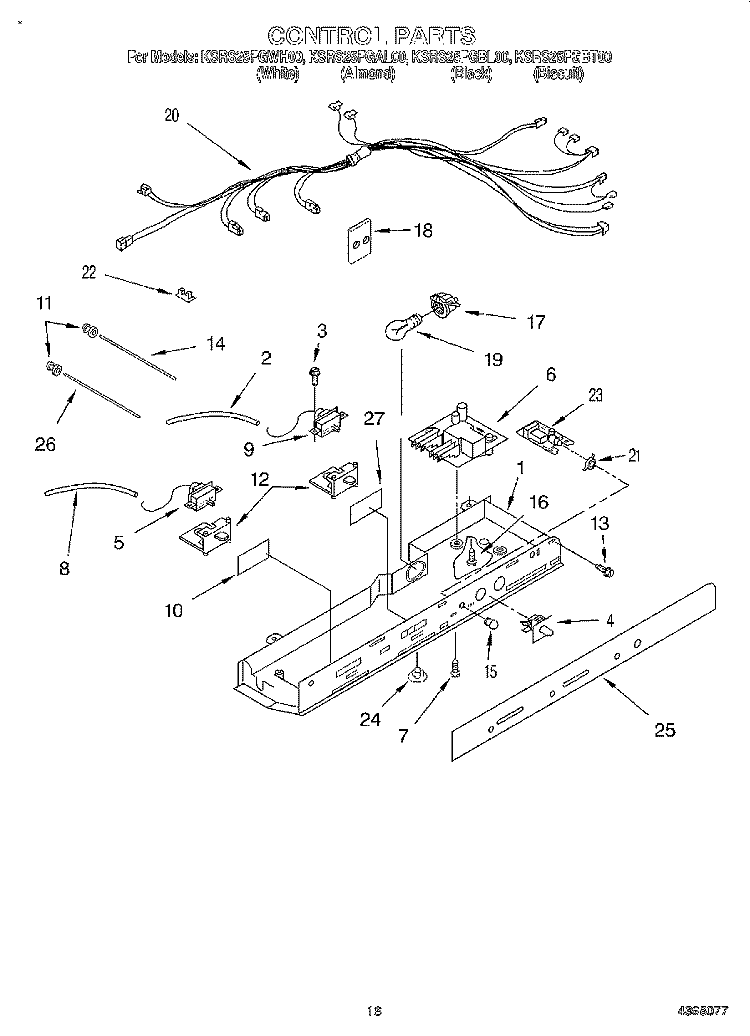 CONTROL Diagram and Parts List for KSRS25FGBL00  KitchenAid Refrigerator