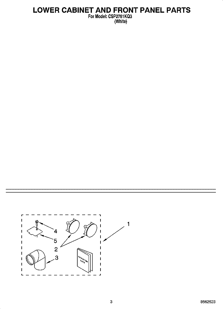 OPTIONAL PARTS (NOT INCLUDED) Diagram and Parts List for CSP2761KQ3  Whirlpool Dryer