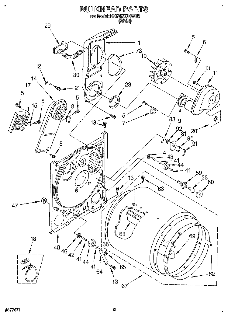 SECTION Diagram and Parts List for KEYW777BWH0  KitchenAid Dryer