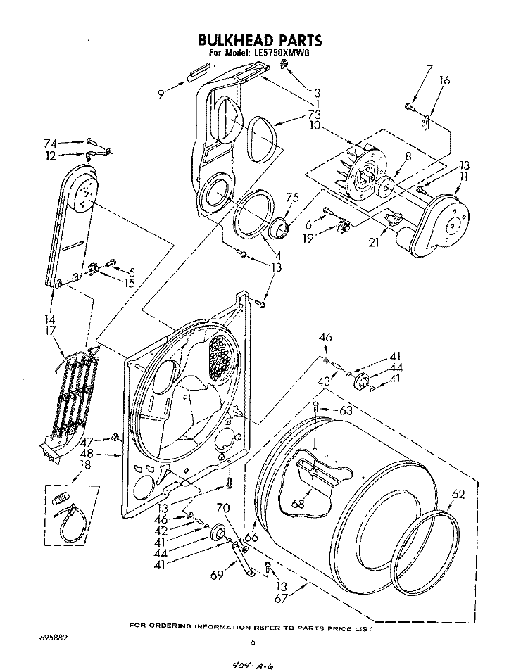 SECTION Diagram and Parts List for LE5750XMW0  Whirlpool Dryer
