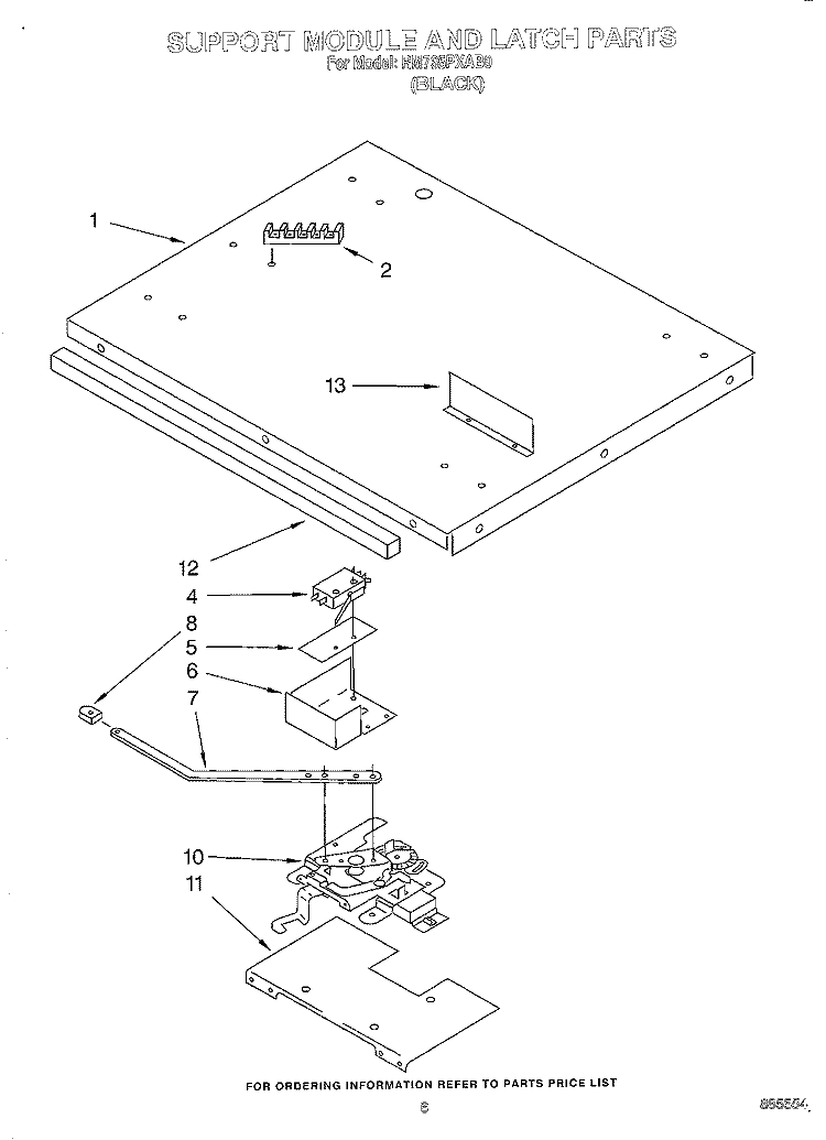 SUPPORT MODULE AND LATCH Diagram and Parts List for RM765PXAB0  Whirlpool Wall Oven