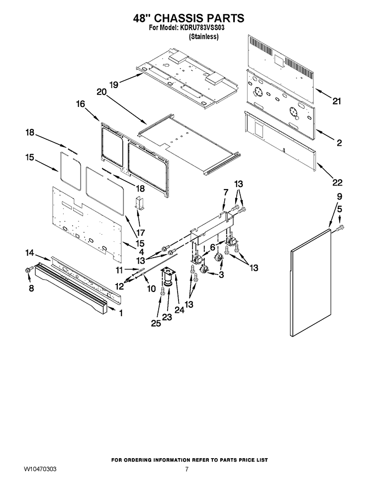 48`` CHASSIS PARTS Diagram and Parts List for KDRU783VSS03  KitchenAid Range