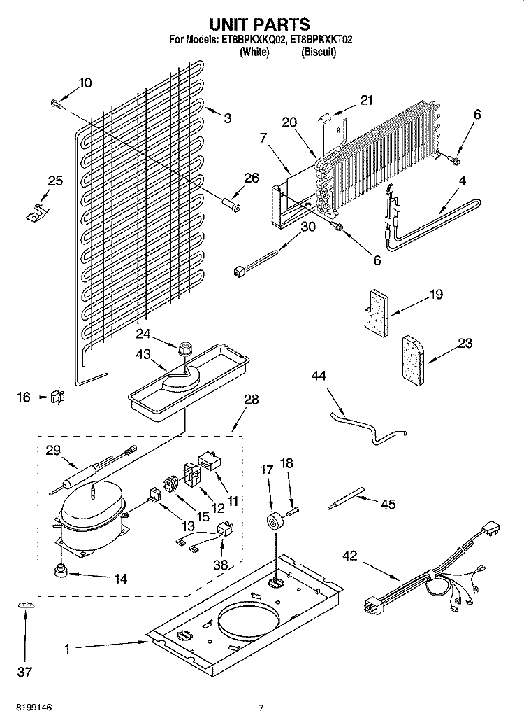 UNIT PARTS Diagram and Parts List for ET8BPKXKQ02  Whirlpool Refrigerator